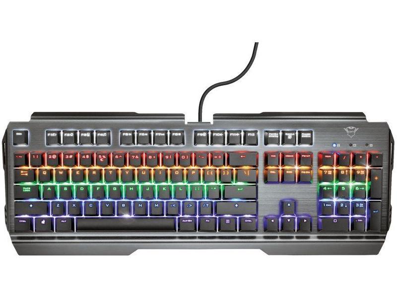 Teclado Mecânico Gamer USB Trust RGB Cinza GXT 877 Scarr - Teclado
